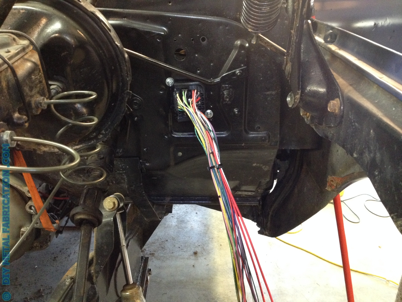 Engine bay side of the new harness.